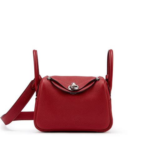 Hermès Rouge Grenat Clemence Mini Lindy 20 Palladium 